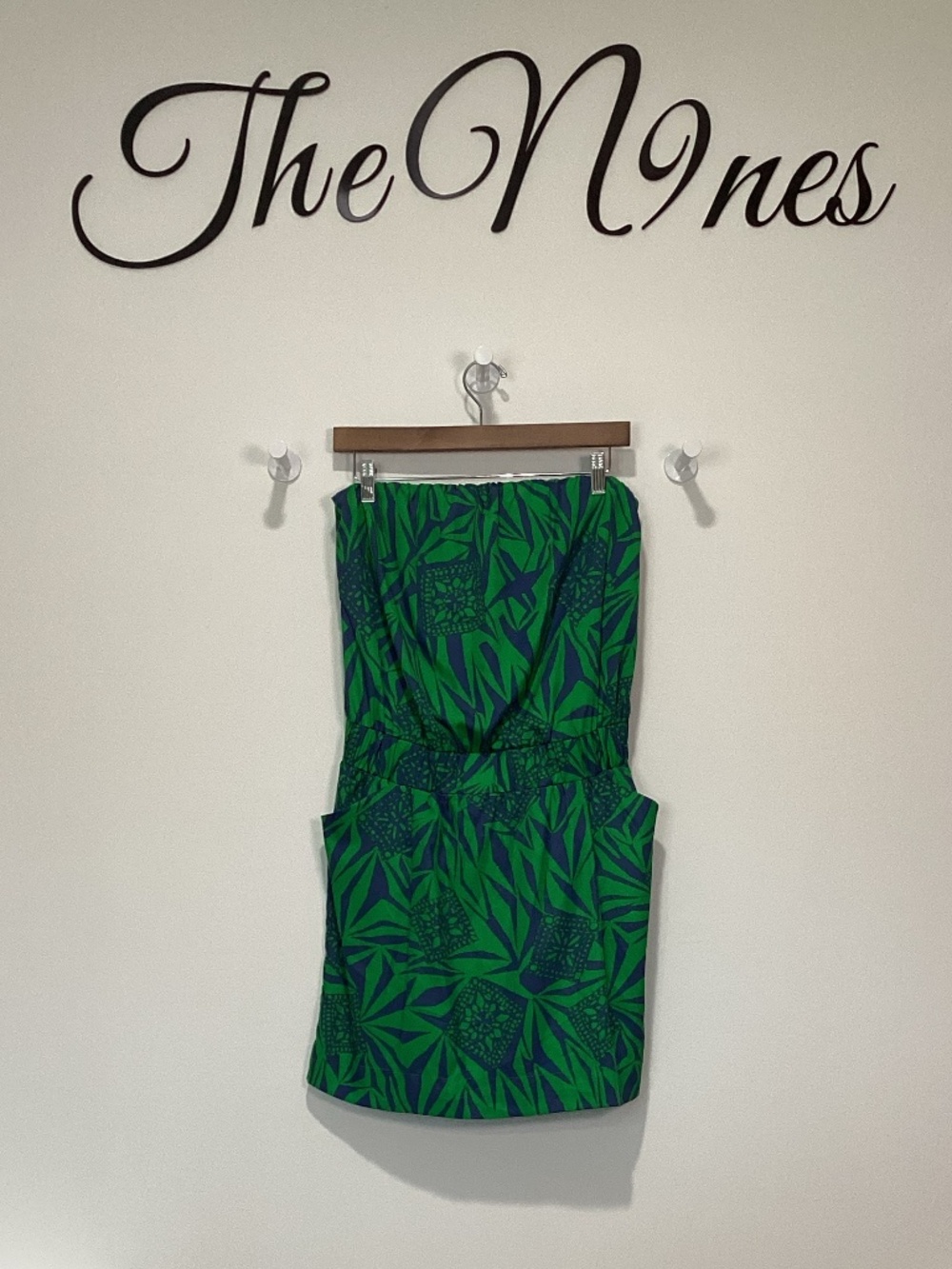 Bar III Sydney China Blue Combo Mini Strapless Tropical Print Dress NWT Large